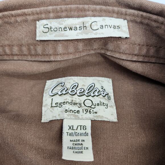 Cabela's XL Tall Stonewash Canvas button up Deer embroidered 100% cotton shirt - Picture 4 of 9